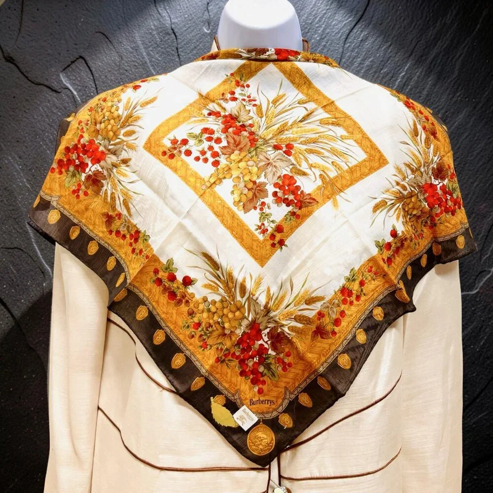 New Tag Burberry Autumn Collection Miniscarf/handker 20.5" Cotton/Silk (13 - Picture 1 of 12